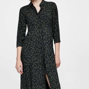 Zara Green Leopard Print Maxi Dress